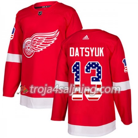 Detroit Red Wings tröja Pavel Datsyuk 13 Röd USA Flag Fashion 2017-2018 Adidas Authentic - NHL Tröjor Herr